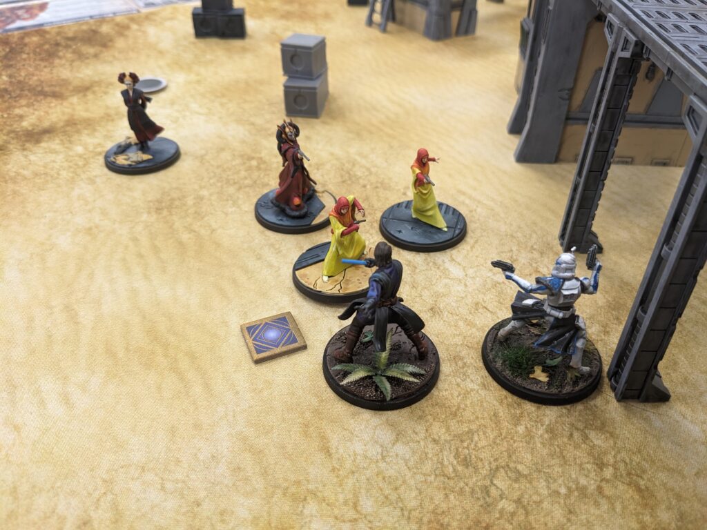 Anakin and Rex fought off Padme and the Handmaidens this game.
